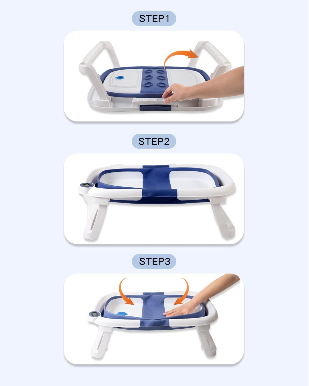 Baby Bathtub Real-Time Temperature Display Bathroom Basket Tub Foldable