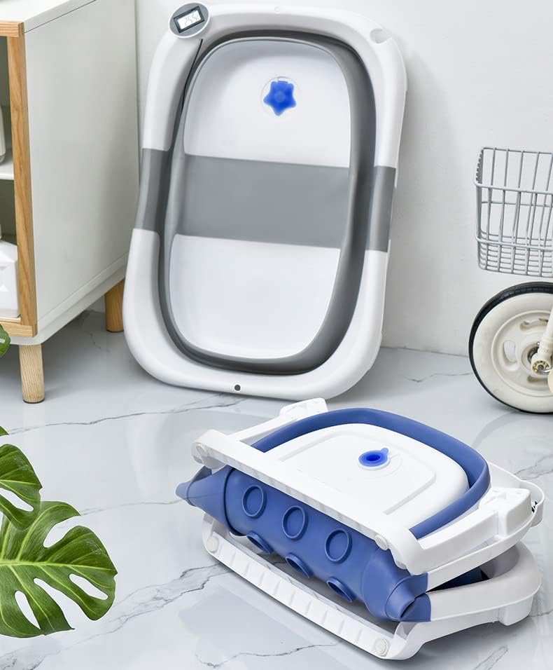 Baby Bathtub Real-Time Temperature Display Bathroom Basket Tub Foldable