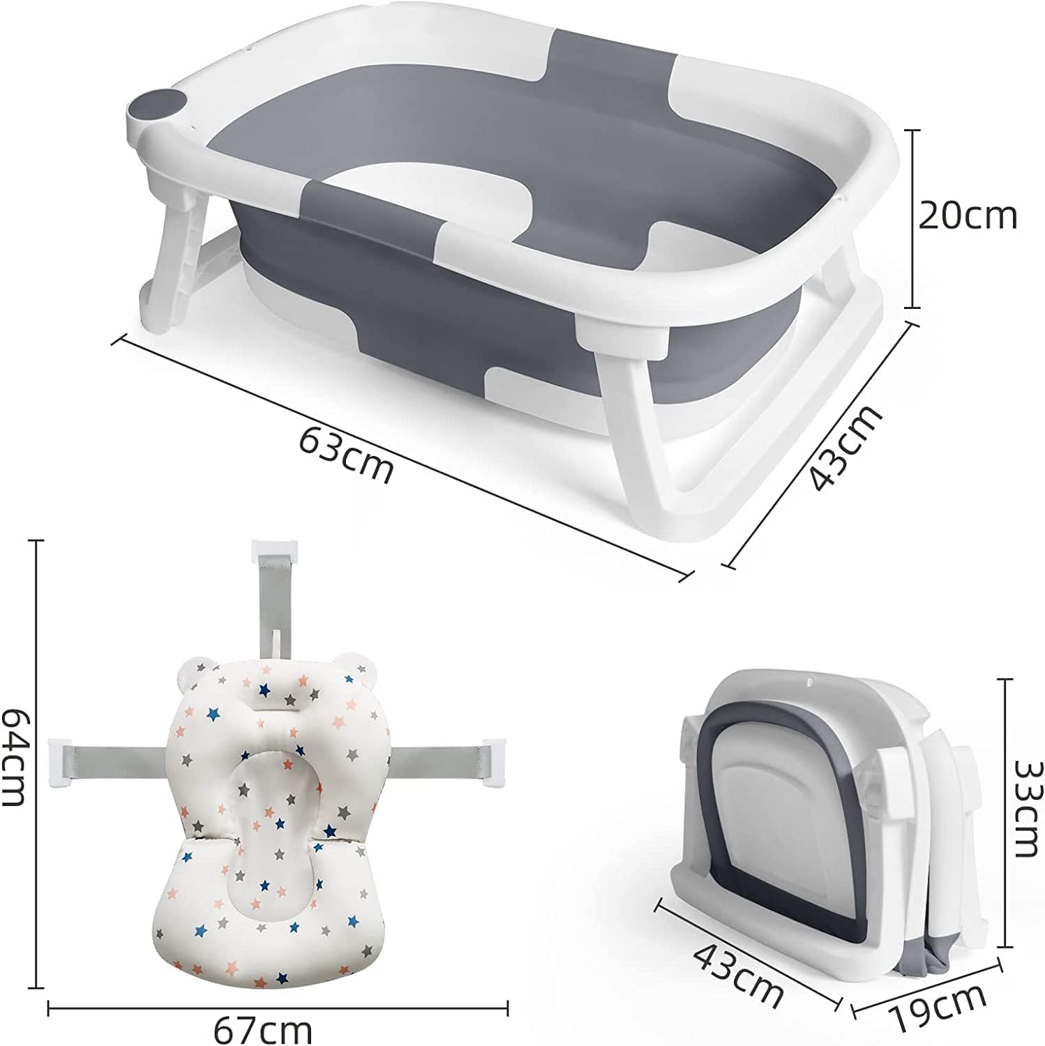Baby Bathtub Real-Time Temperature Display Bathroom Basket Tub Foldable