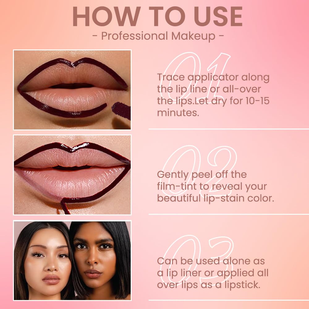 Long Lasting Peel Off Lip Liner Stain, Cosmetic Makeup Tool for women