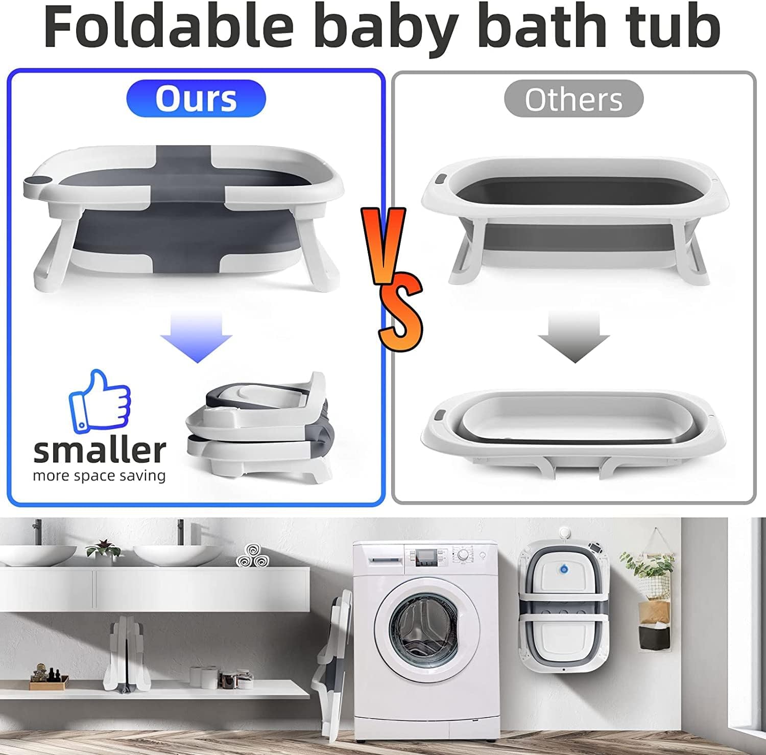 Baby Bathtub Real-Time Temperature Display Bathroom Basket Tub Foldable