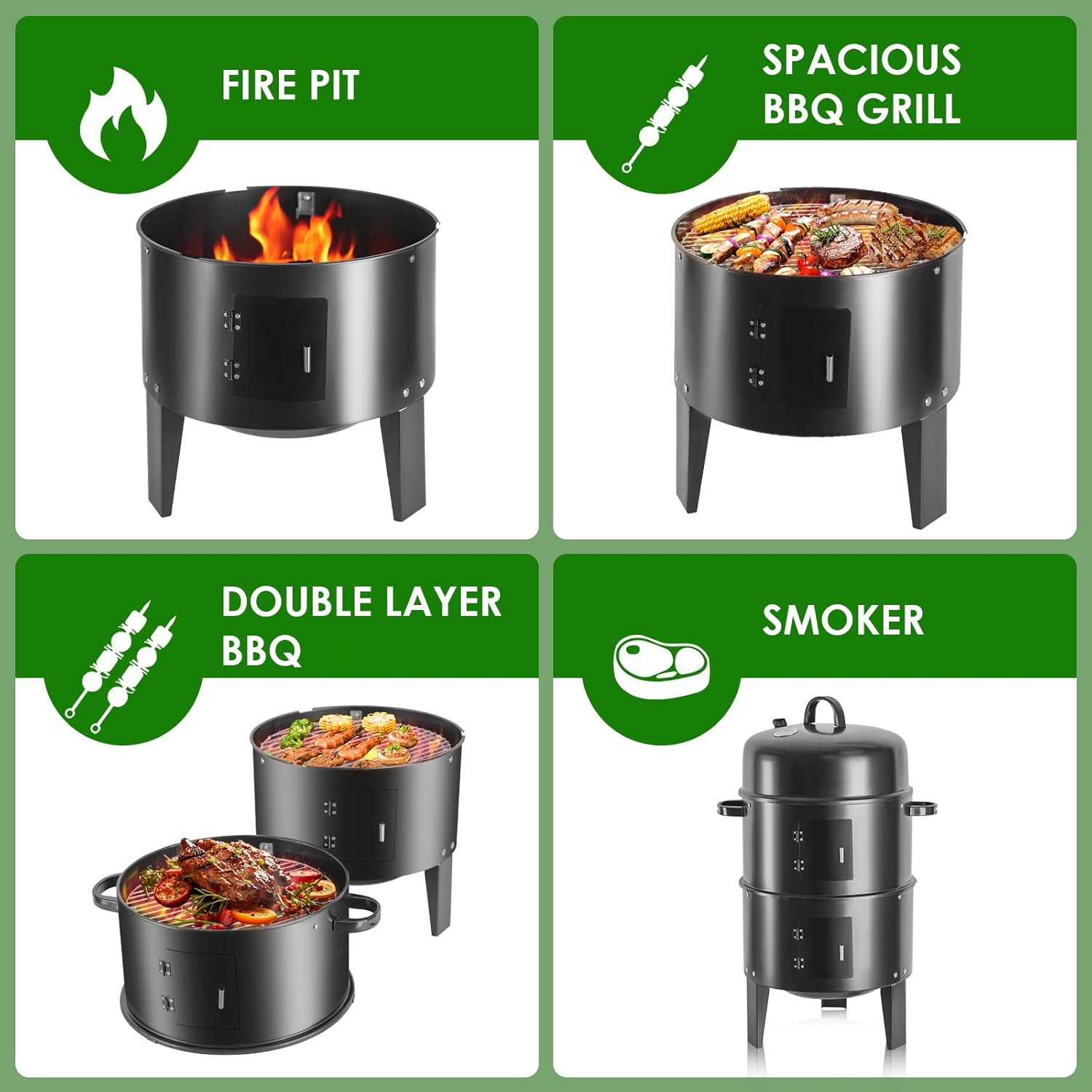 17-Inch Vertical 17-Inch 3-in-1 Charcoal BBQ Smoker
