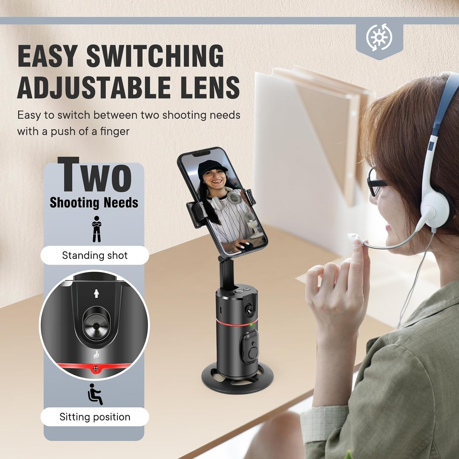 Auto Face Tracking Tripod 360° Rotating Auto Tracking Phone Stand