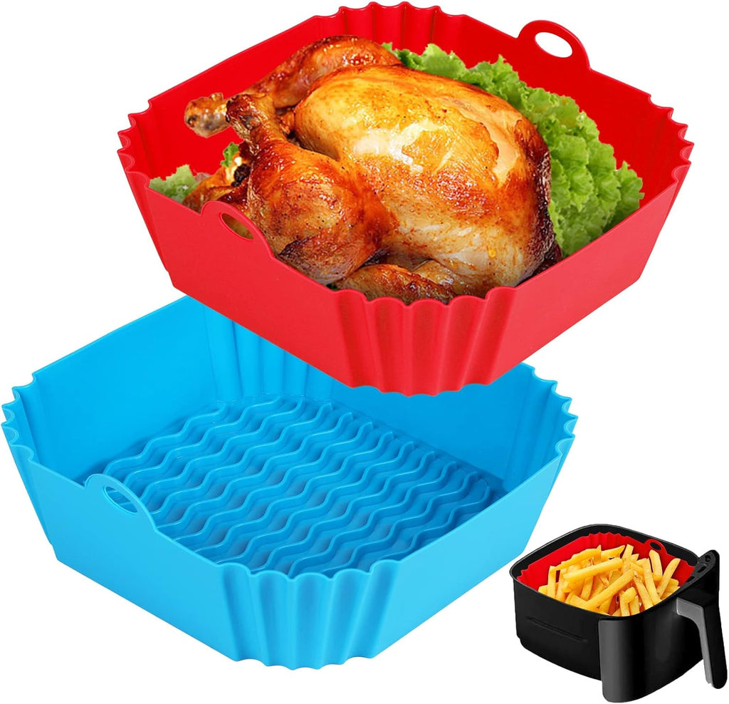 2 PCS Square Silicone Air Fryer Liners - 8 Inch