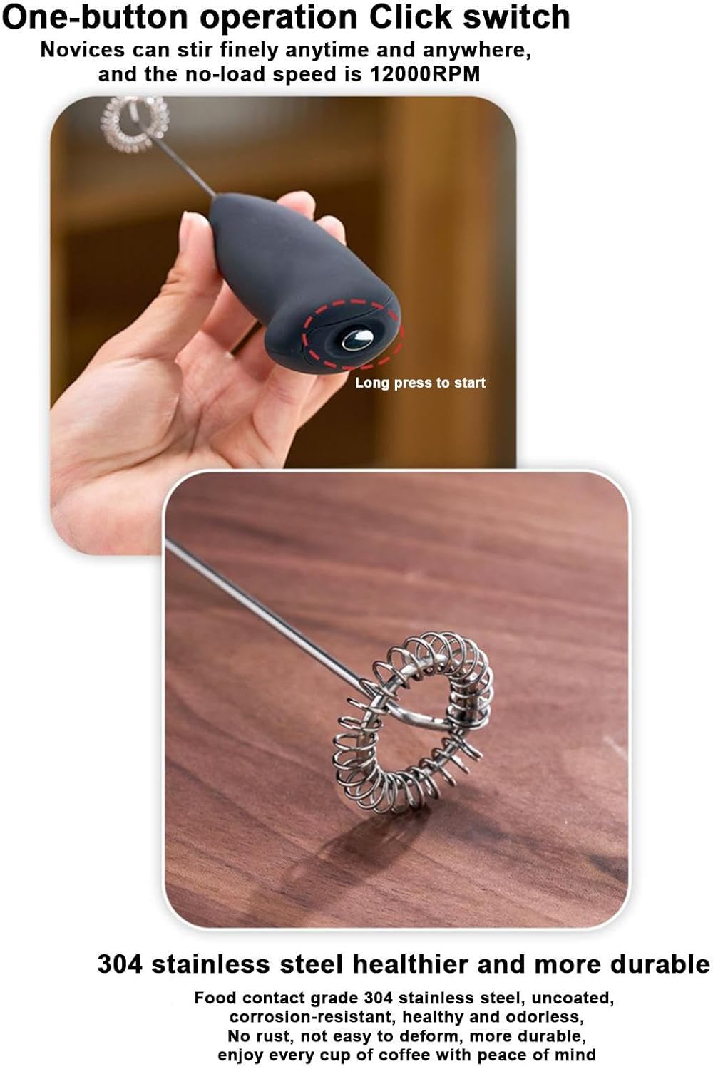 Electric Milk Frother Handheld Mixer