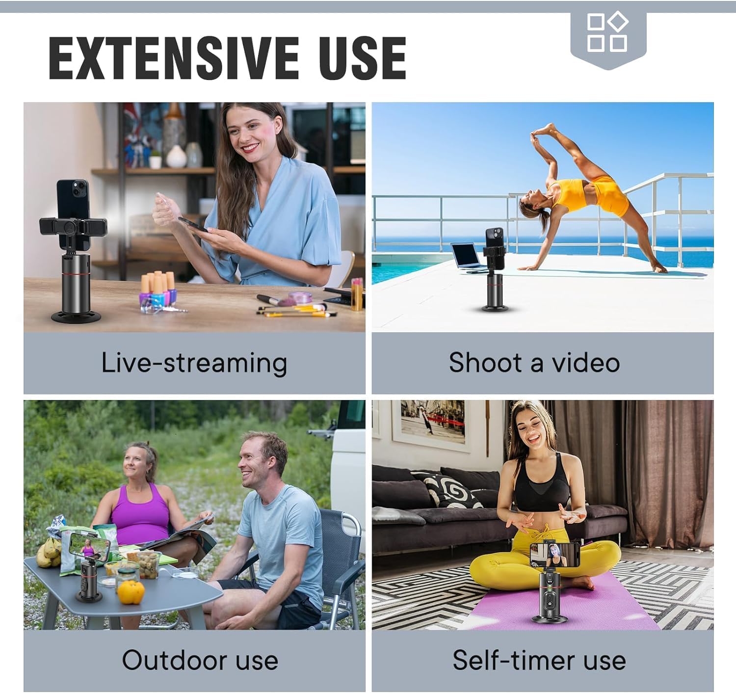 Auto Face Tracking Tripod 360° Rotating Auto Tracking Phone Stand