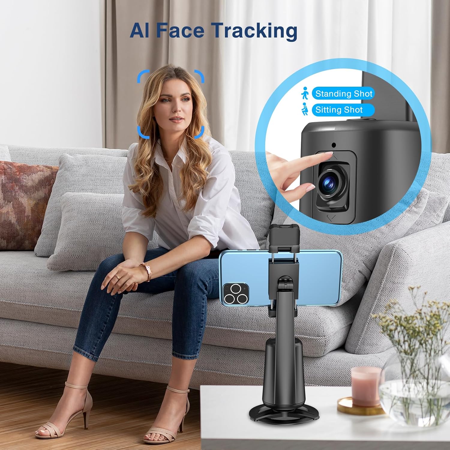 Auto Face Tracking Tripod 360° Rotating Auto Tracking Phone Stand